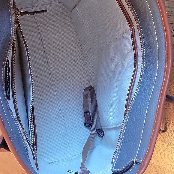 Blue Gray With Tan Trim Dooney & Bourke Tote Bag - Picture 4 of 5